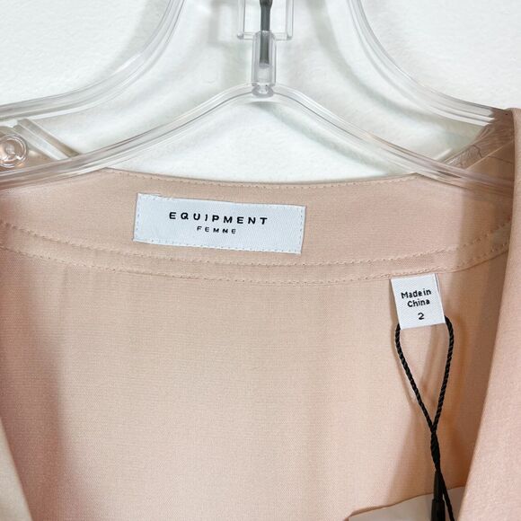 Equipment NWT Pommine Belted Pleated silk blend Satin Jumpsuit Blush Size 2 - Picture 7 of 12